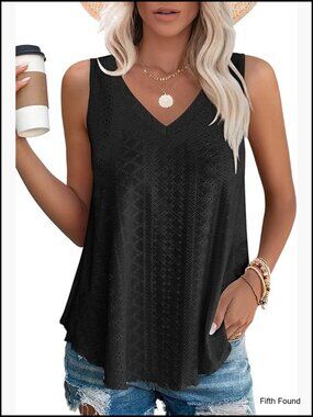 V-Neck Tank Top Sleeveless Loose Fit Summer Casual Tops